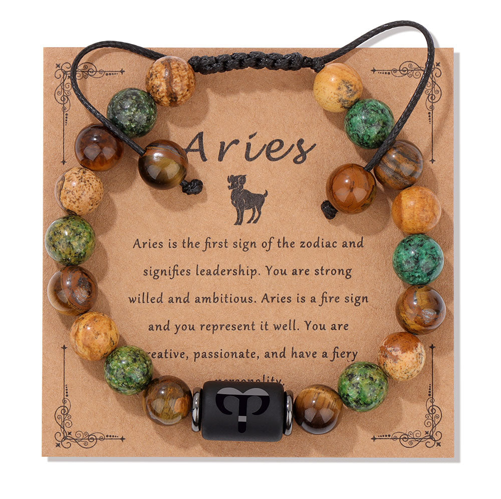 Wholesale Twelve Zodiac Woven Natural Picture Stone Bracelet ACC-BT-YinYi002