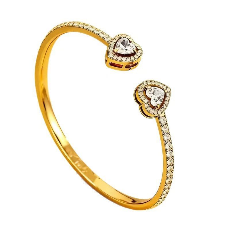 Wholesale Urban Style Love Heart Starry Titanium Steel Bracelet 18K Gold Plated Fashion Accessory