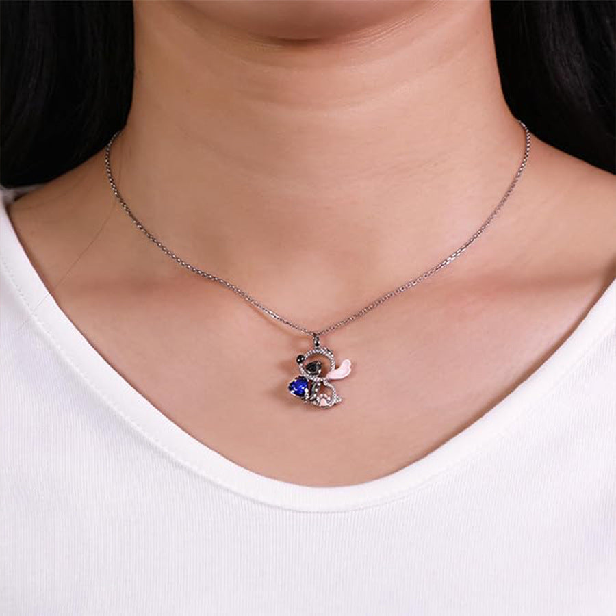 Wholesale Simple Hollow Diamond Black Dragon Clavicle Chain  Necklace