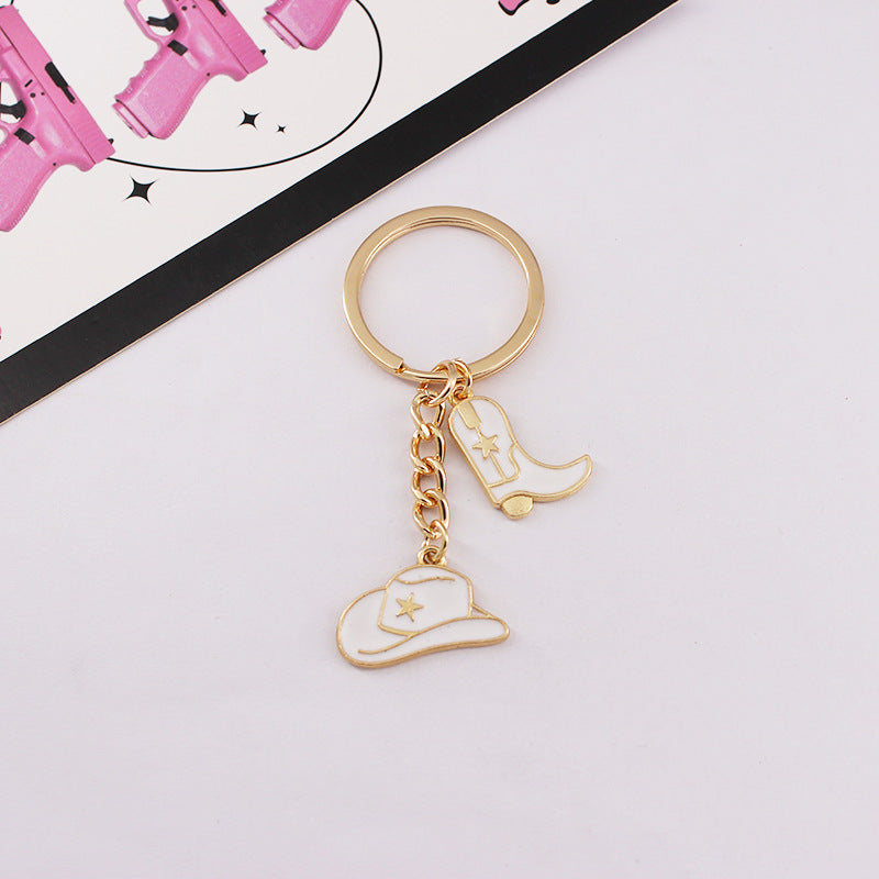 Wholesale Western Style Cowboy Hat Cowboy Boots Alloy Keychain ACC-KC-QiChen005