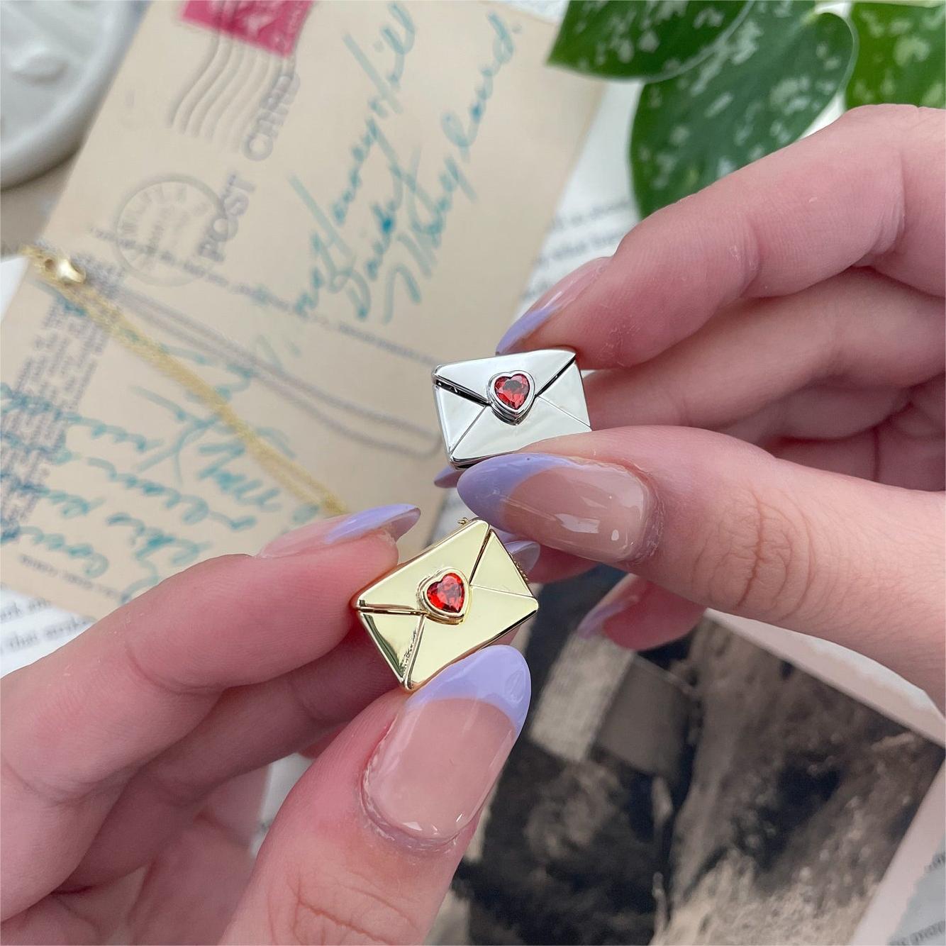 Wholesale Valentine's Day Love Envelope Box Opening Necklace ACC-NE-JP007