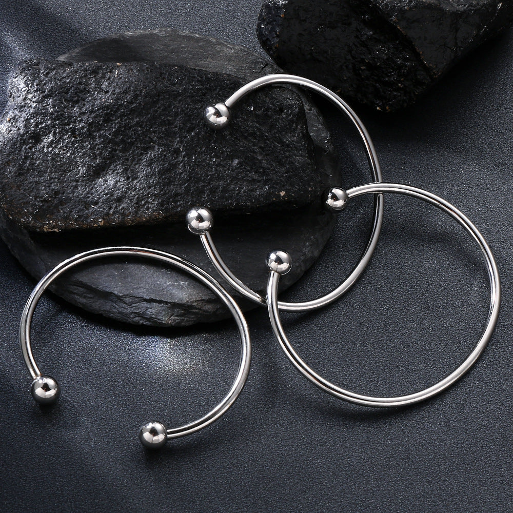 Wholesale Stainless steel ball-end open bangle