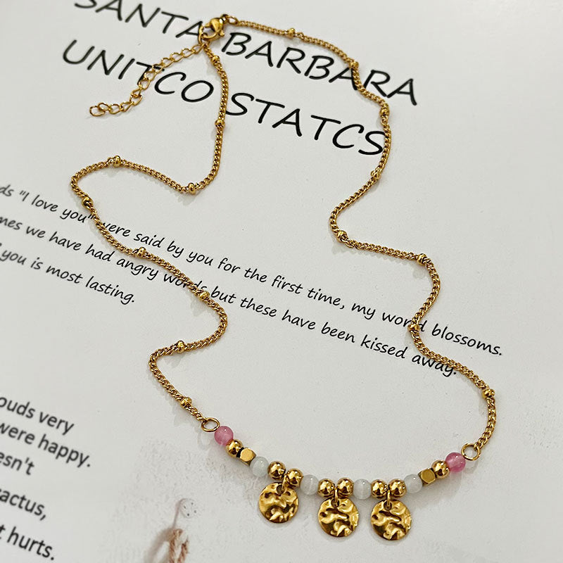 Wholesale tapping texture round pendant necklace