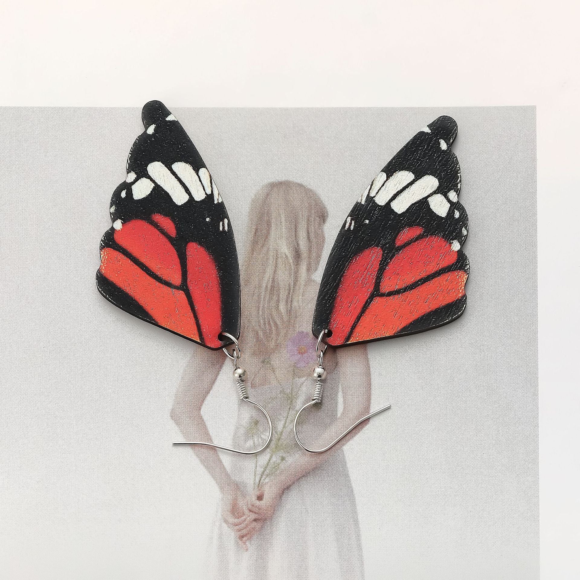 Wholesale  color butterfly female ear clip  pearl earrings