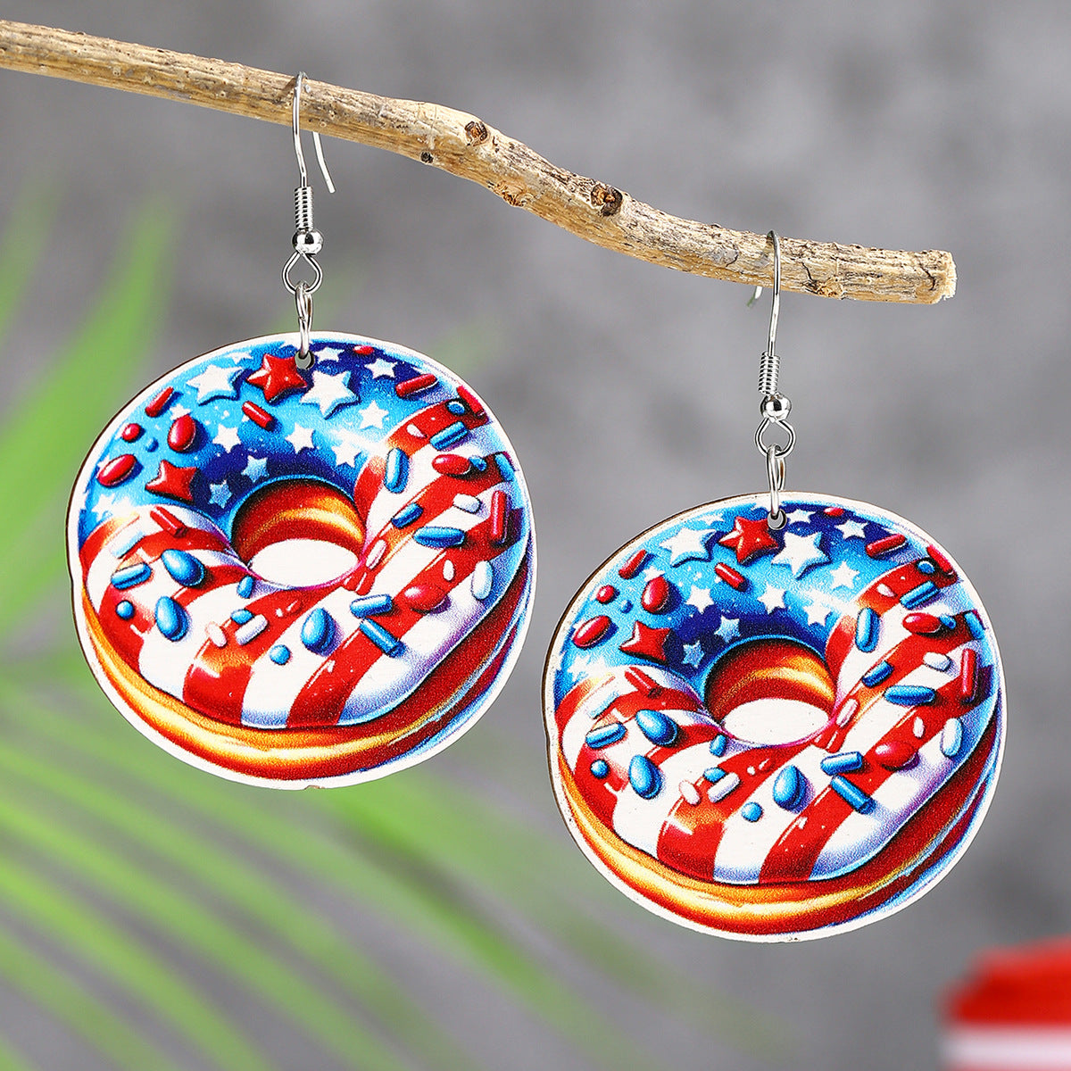Wholesale  Independence Day Elements Wooden Earrings