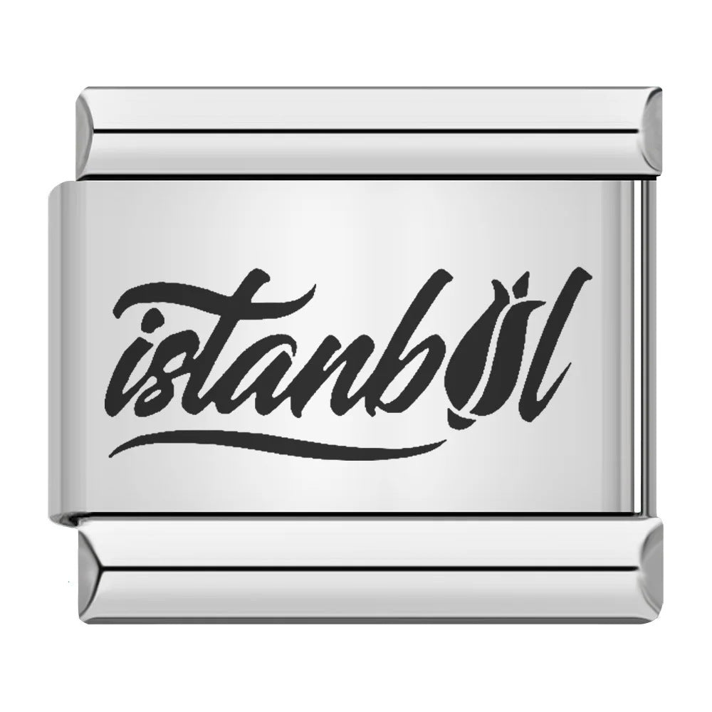 Wholesale Stainless Steel Laser Engraved Pattern Italian Module Bracelet DIY Fashion Jewelry Accessory