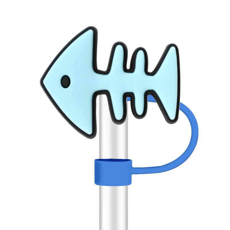 Wholesale Random 100pcs Cute Cartoon Doll 10mm PVC Soft Straw Tube Cap