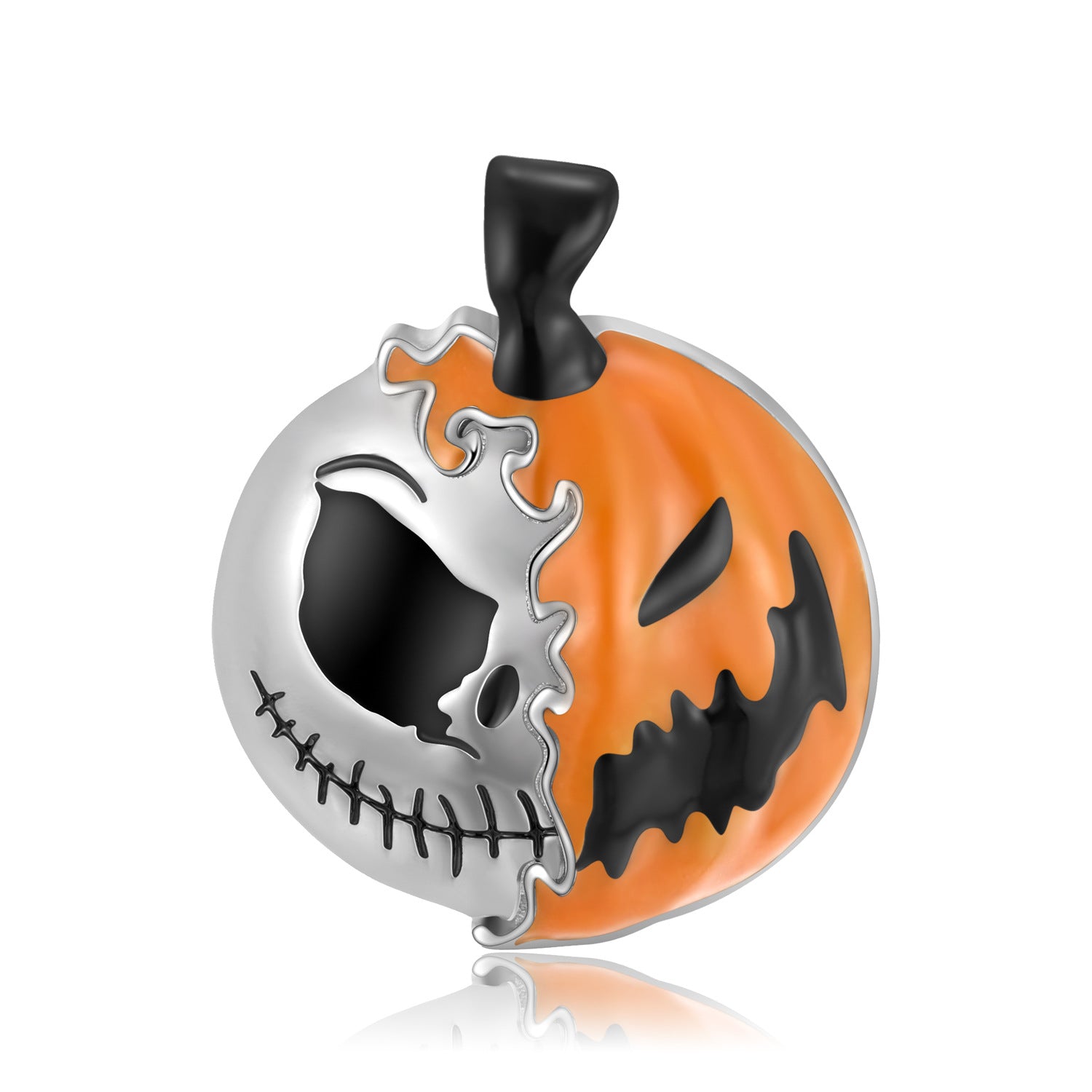 Wholesale Halloween S925 Sterling Silver Double-sided Pumpkin Skull Necklaces ACC-NE-MC002