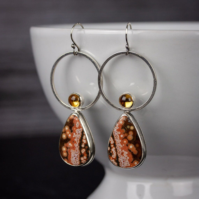 Wholesale Flower Purple Diamond Earrings