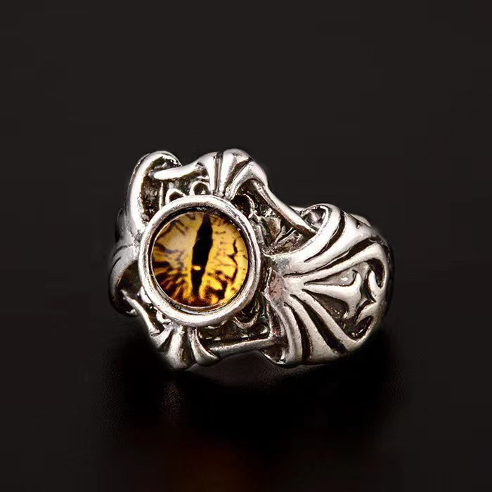 Wholesale Electroplated Metal Eye Ring Edgy Punk Devil Eye Design Jewelry Accessory for Men