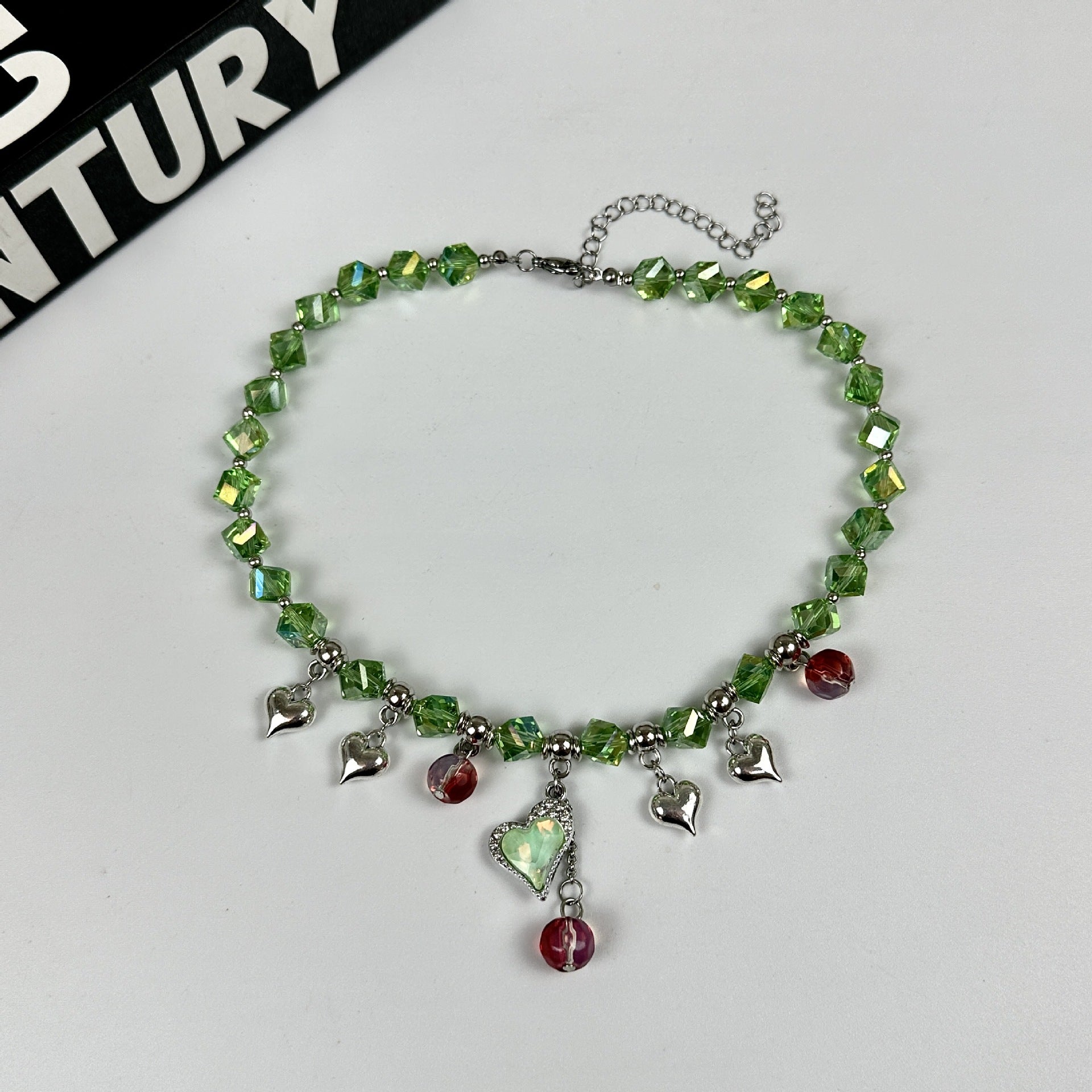 Wholesale Green Crystal Beaded Sweater Necklace