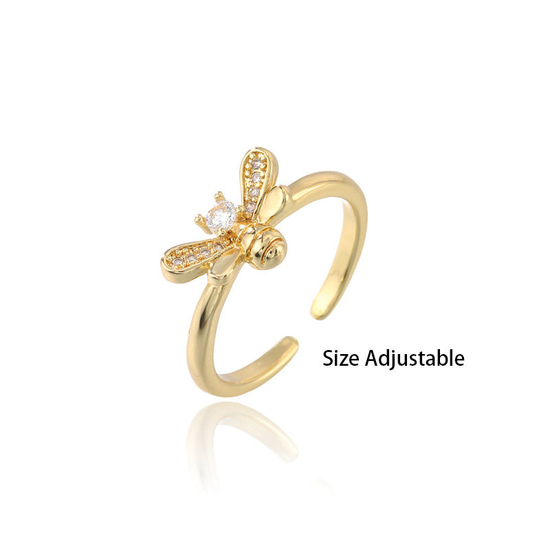 Wholesale Small Bee Open Adjustable Ring ACC-RS-AoGu001