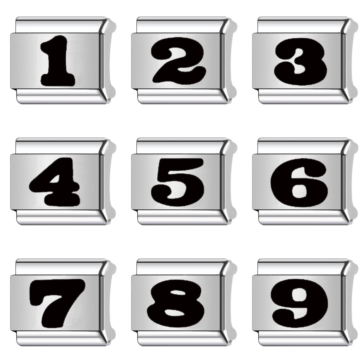 Wholesale Italian Charm Bracelet 9mm DIY Black Arabic  Creative Stainless Steel Composable Bracelet