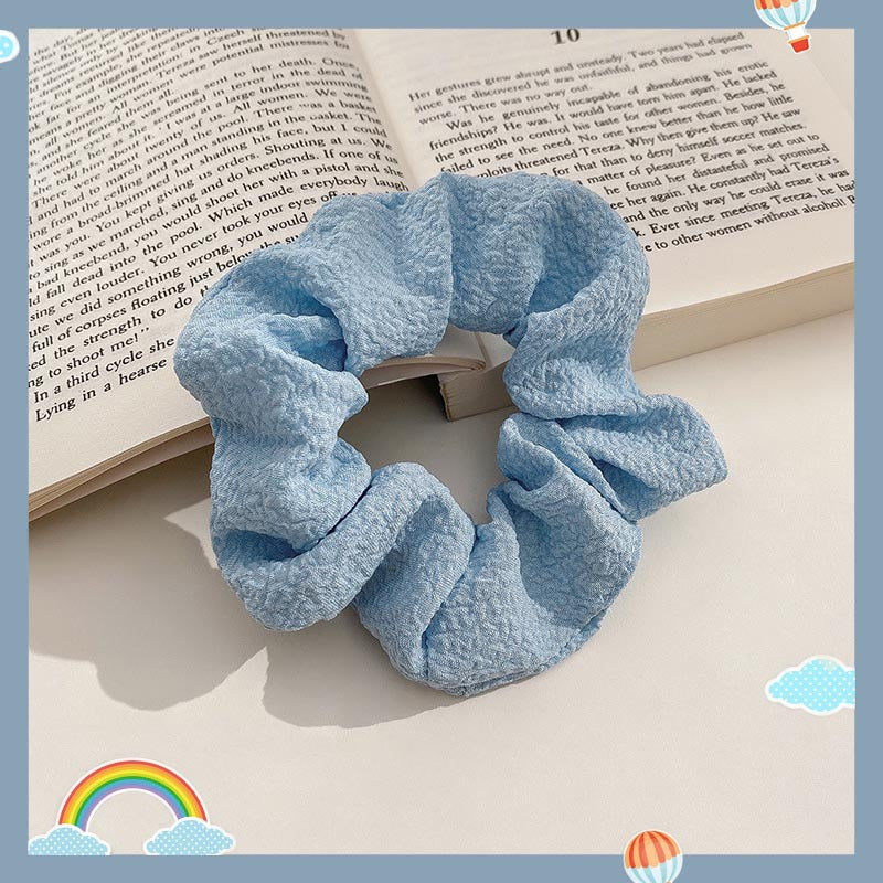 Wholesale Blue Plaid Hair Rope Floral Polka Dot Hair Ring Hair Scrunchies ACC-HS-Weim003