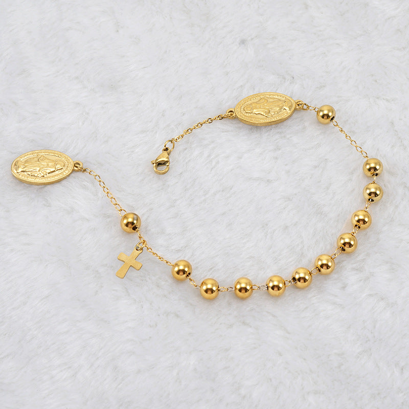 Wholesale 18K Beaded Stainless Steel Bracelet Titanium Steel ACC-BT-Zhongy003