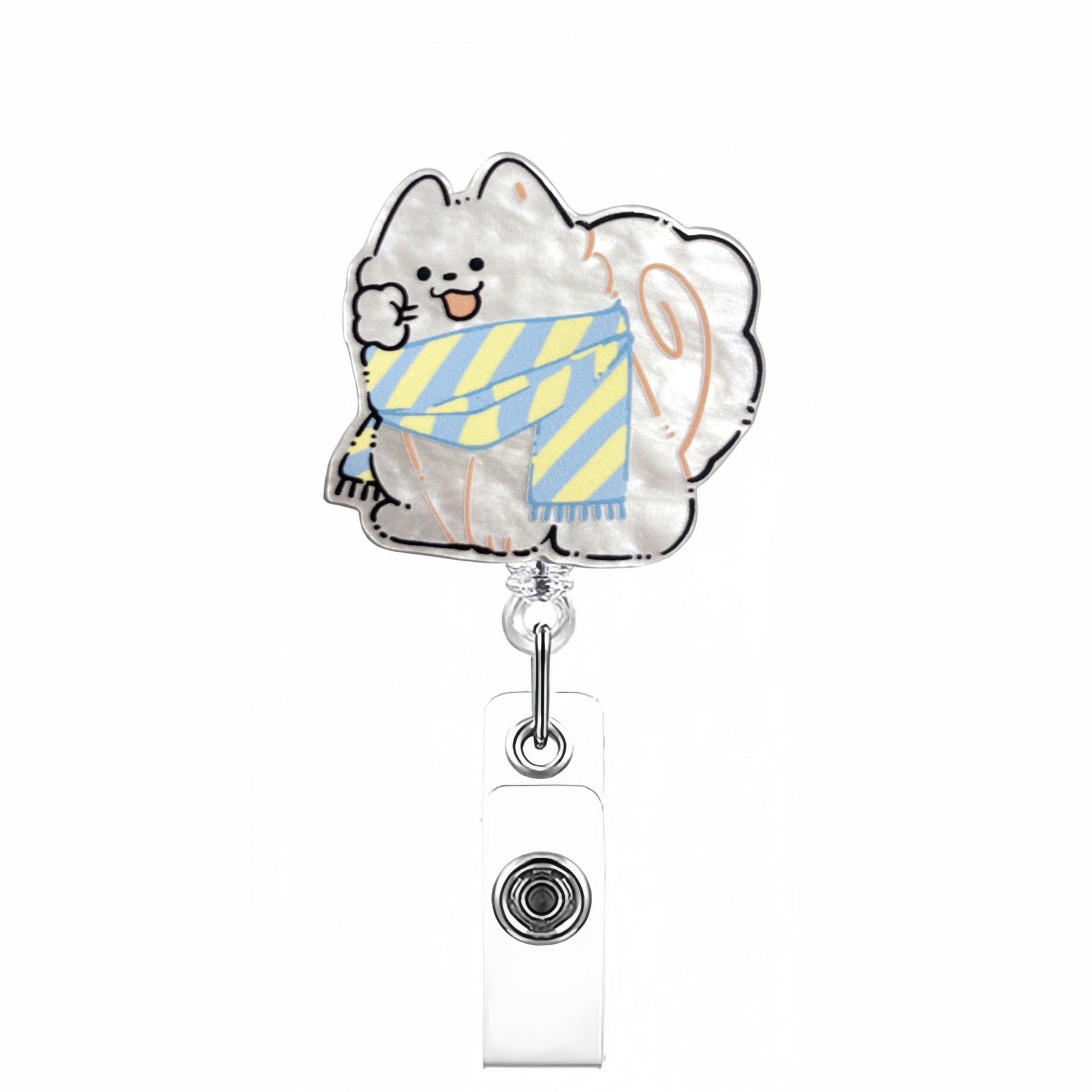 Wholesale Cute Pet Series Acrylic Retractable Rotating Badge Keychain