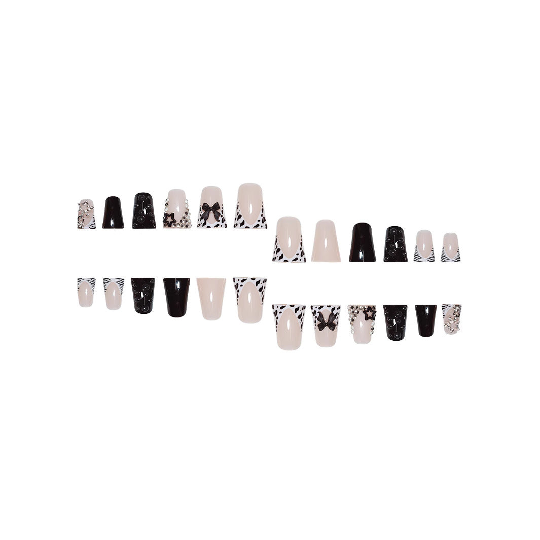 Wholesale 24 Pieces/box Star Black Butterfly Nails Kits Nail Stickers