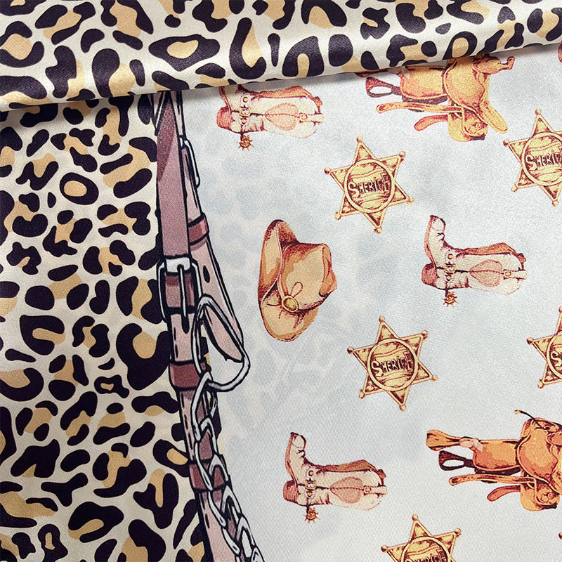 Wholesale Western Style Leopard Print Denim Satin 52cm Silk Scarf ACC-SS-HY009