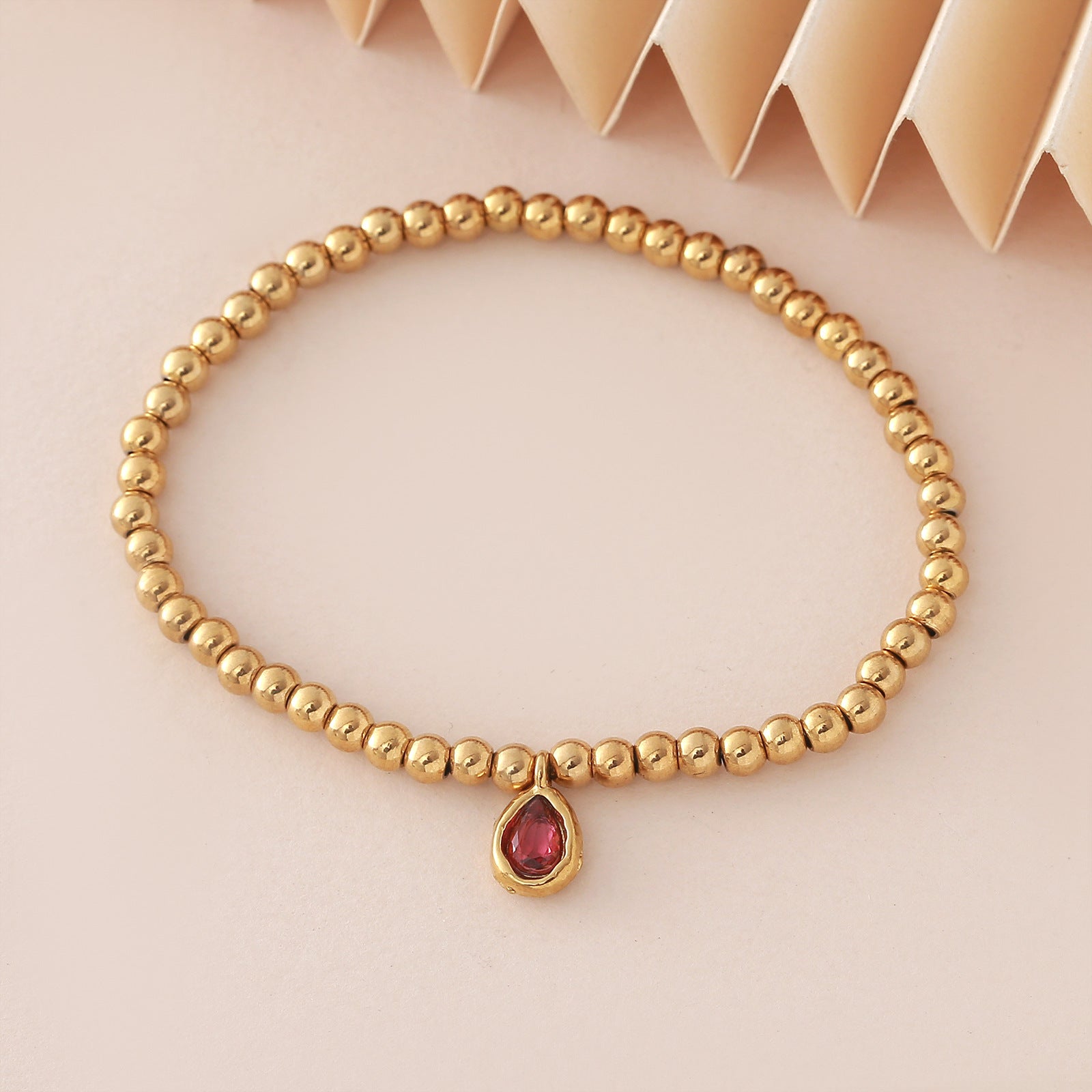 Wholesale Stainless steel birthstone colored zircon round bead chain