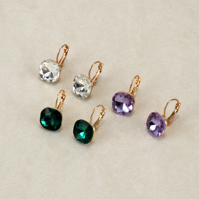 Wholesale Micro-paved Square Diamond Earrings