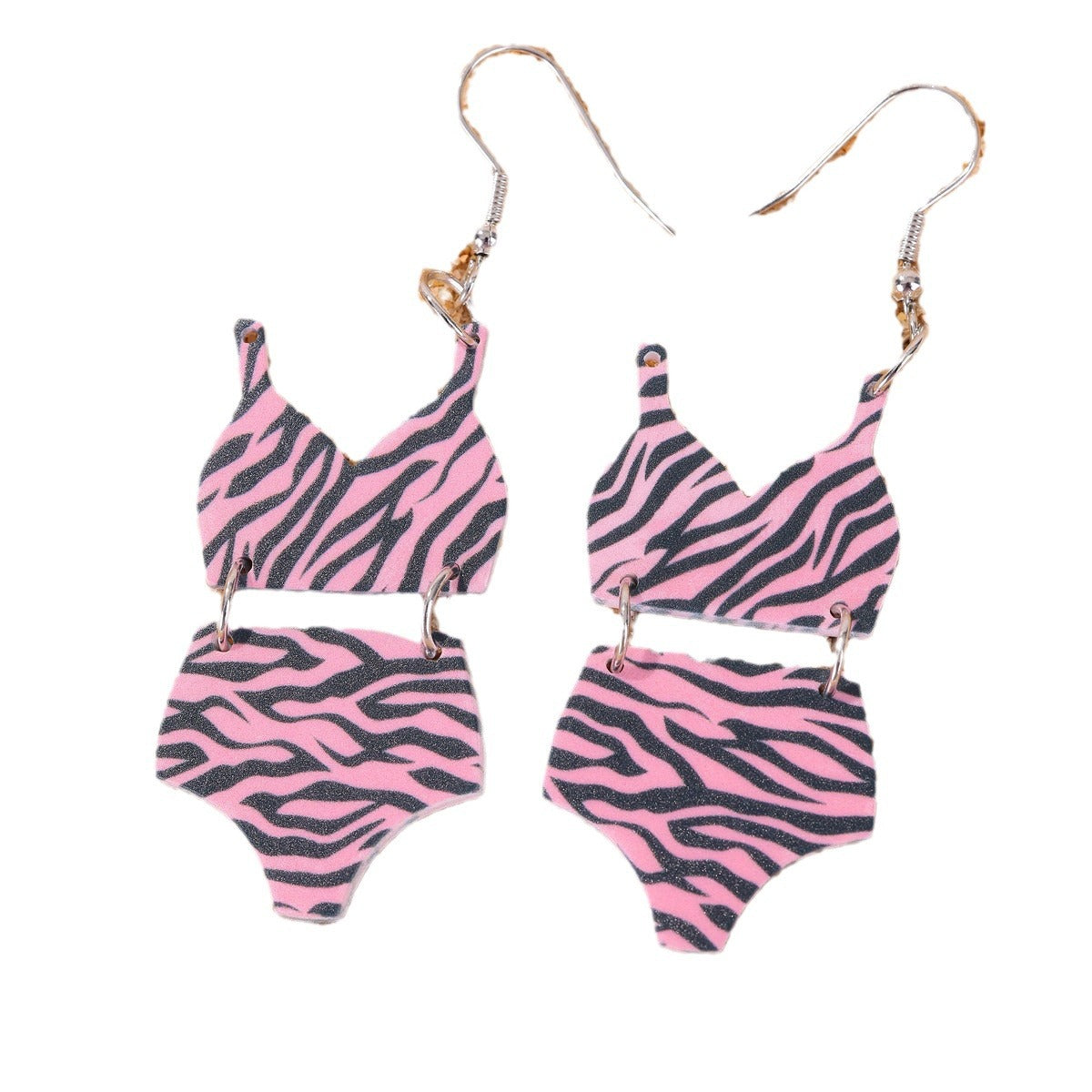 Wholesale Beach Style Leopard Print Swimsuit Set Zebra Print Acrylic Earrings ACC-ES-Jiay006