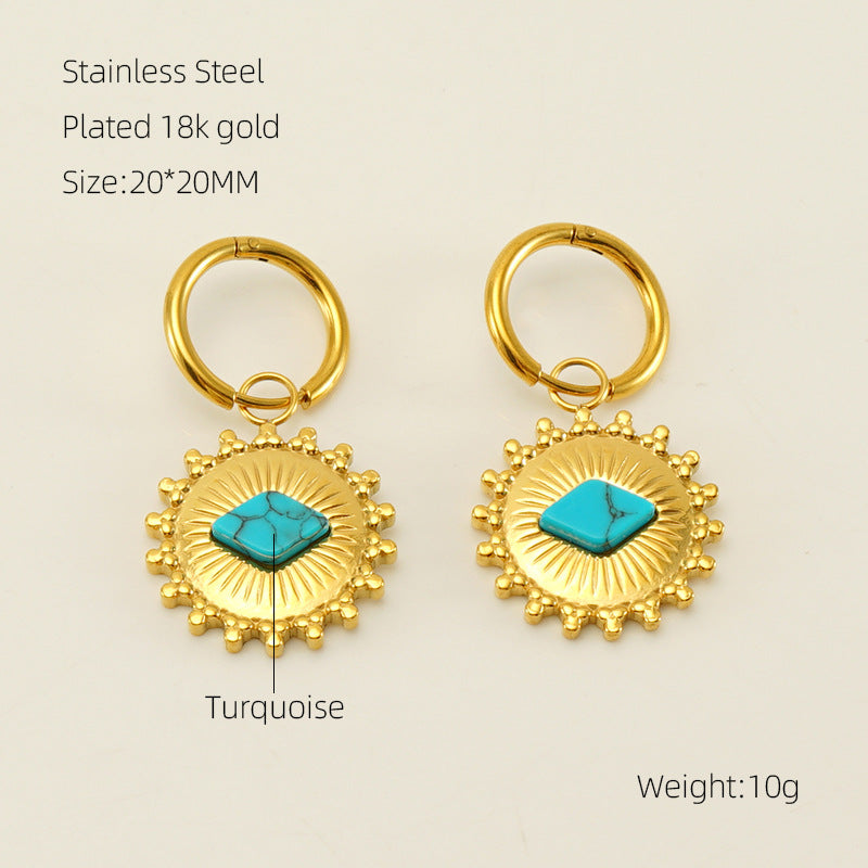 Wholesale stainless steel blue turquoise earrings