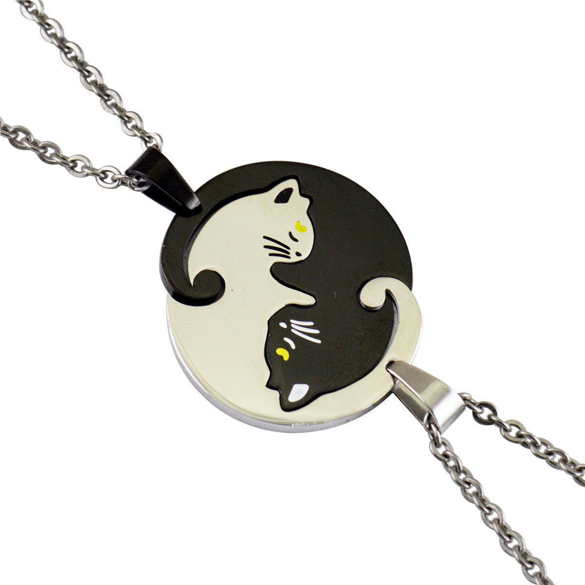 Wholesale Romantic Cat Titanium Steel Pendant Necklace Set for Couples,  Fashion Jewelry Accessory Gift
