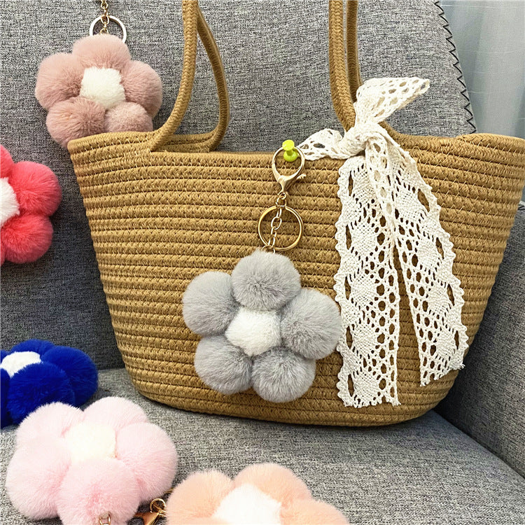 Wholesale Cute Flower Plush Keychain Red Plush Bag Charm For Bags And Car Keys Everyday Use Gift Boutique Resale