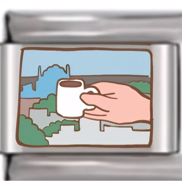 Wholesale Italian Charm Bracelet 9mm DIY Splicing Coffee Villa Stainless Steel Composable Bracelet