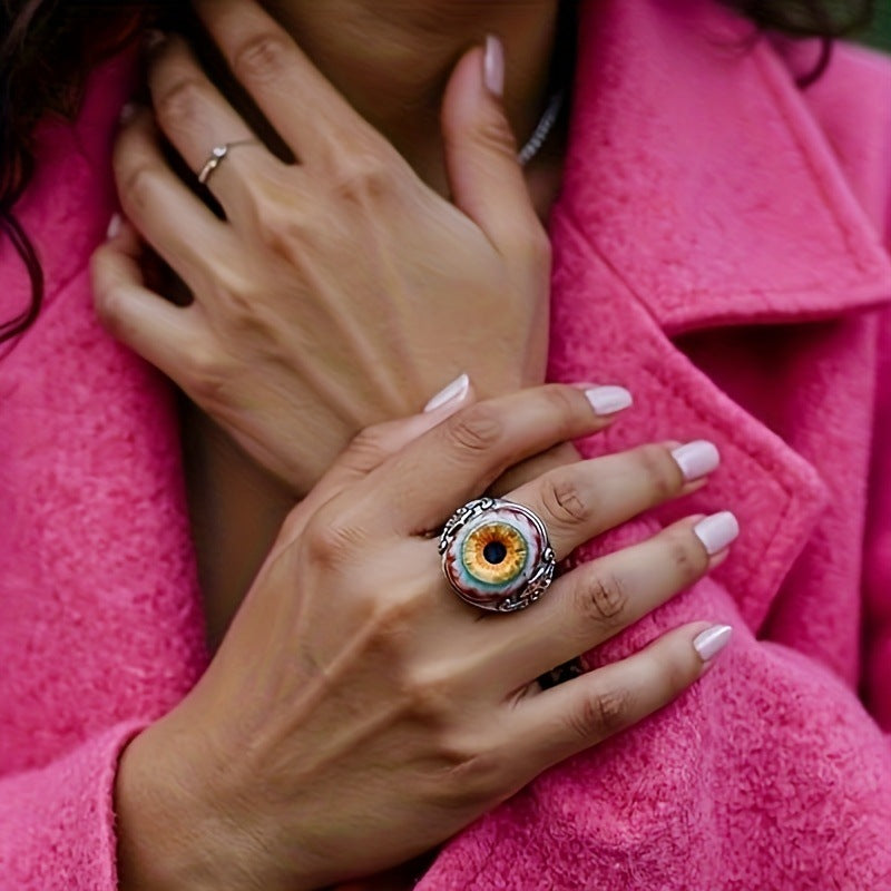 Wholesale Exaggerated Realistic Blood Red Eyeball Open Ring Domineering Retro Curtain Eye Ring