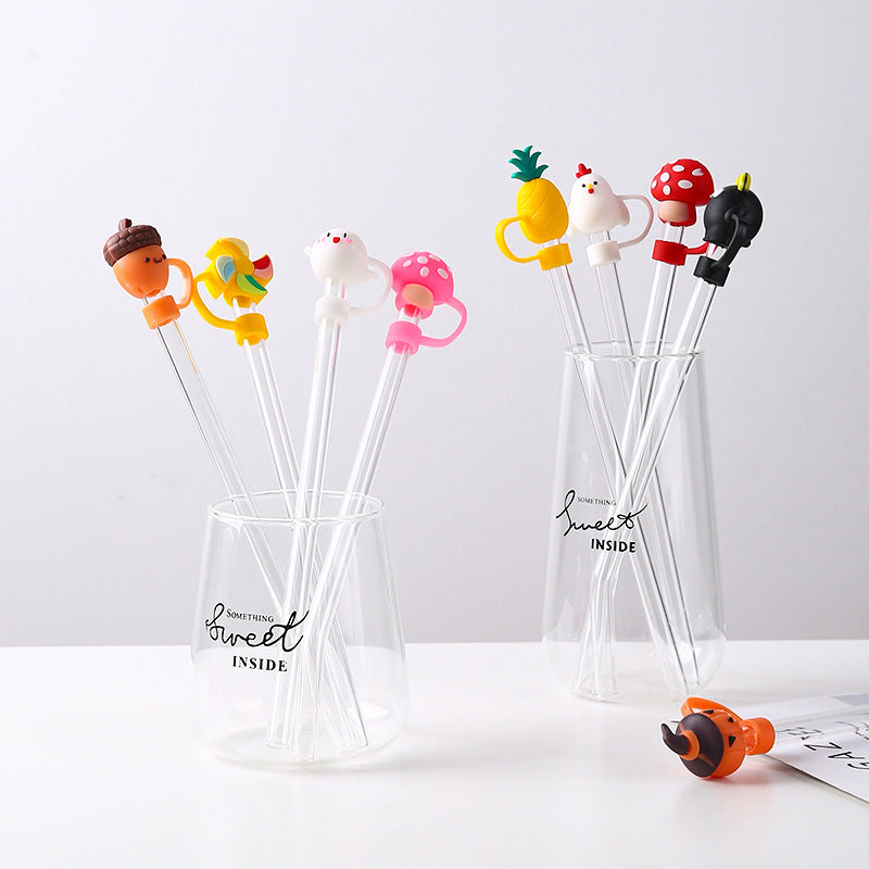 Wholesale  Cute Cartoon Series 10mm PVC Soft Straw Tube Cap