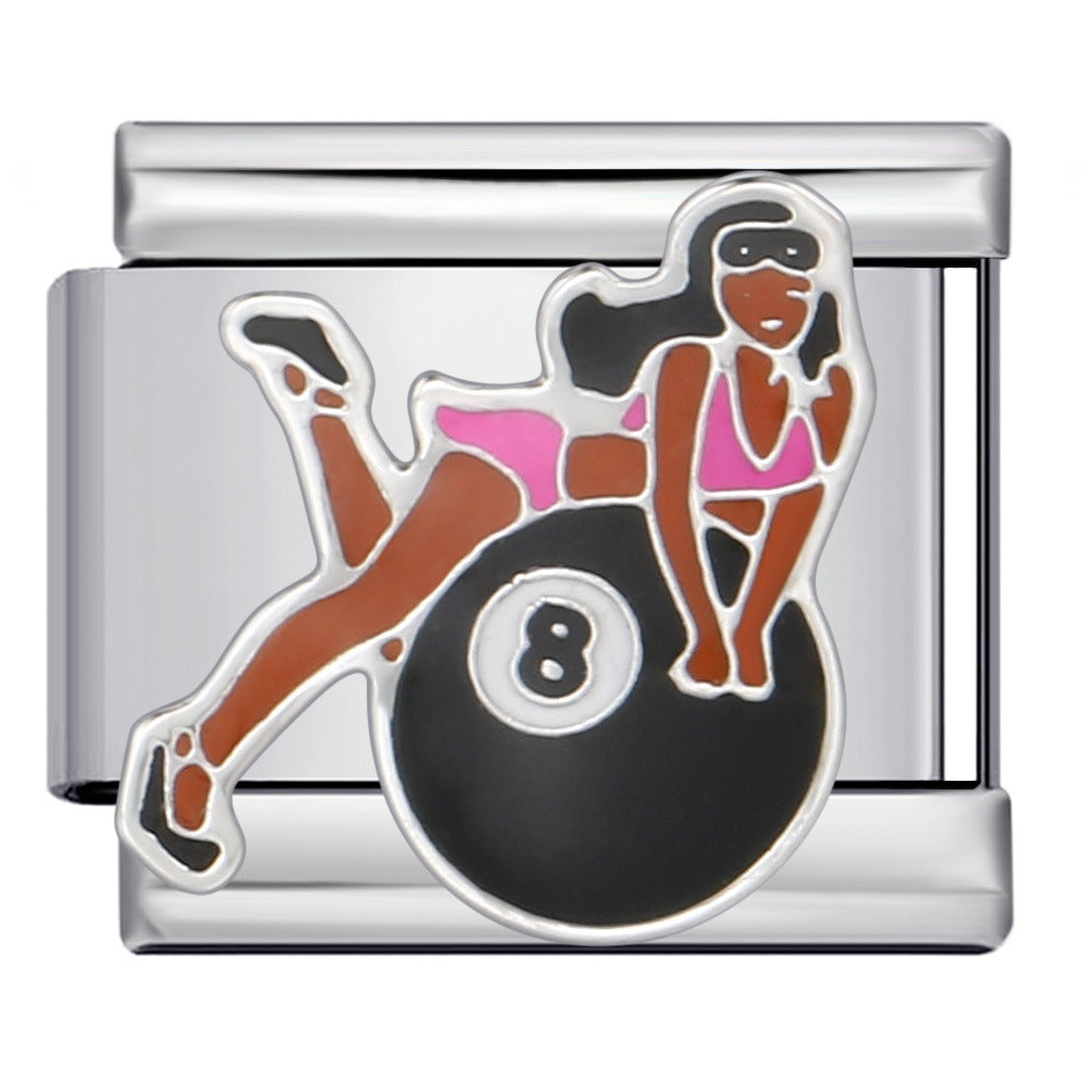 Wholesale Italian Charm Bracelet 9mm DIY Splicing Removable Ball Sports Stainless Steel Composable Bracelet