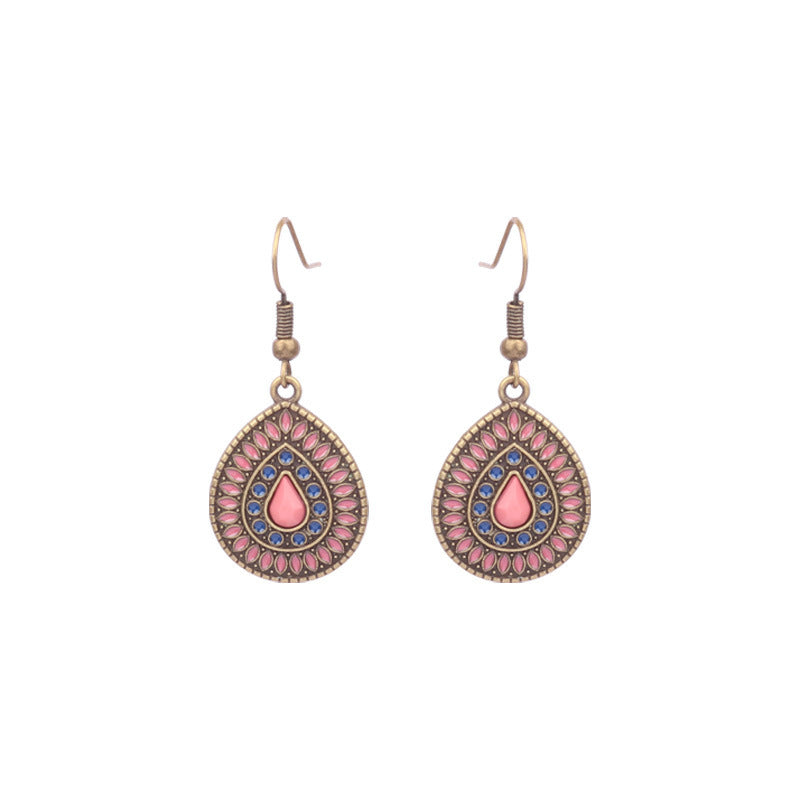 Wholesale Retro Bohemian Color Drip Oil Tassel Earrings Alloy Jewelry Fashion Accessory