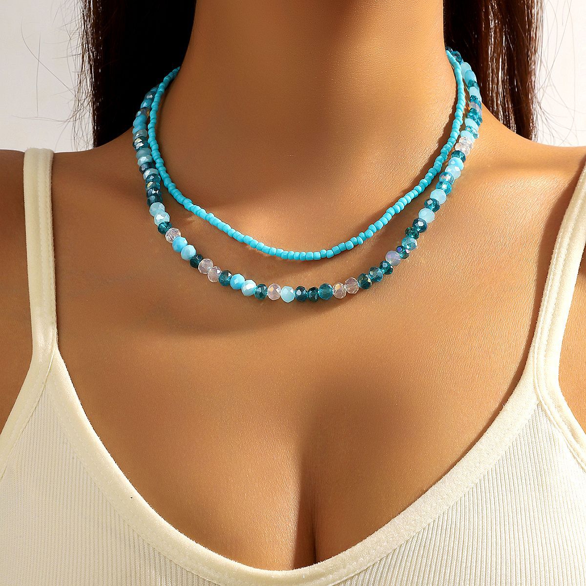 Wholesale Simple Bead Necklace Light Luxury  Crystal Necklace