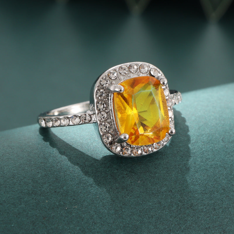 Wholesale Citrine Ring Women's Egg Shape Ring Adjustable Rings ACC-RS-LR006