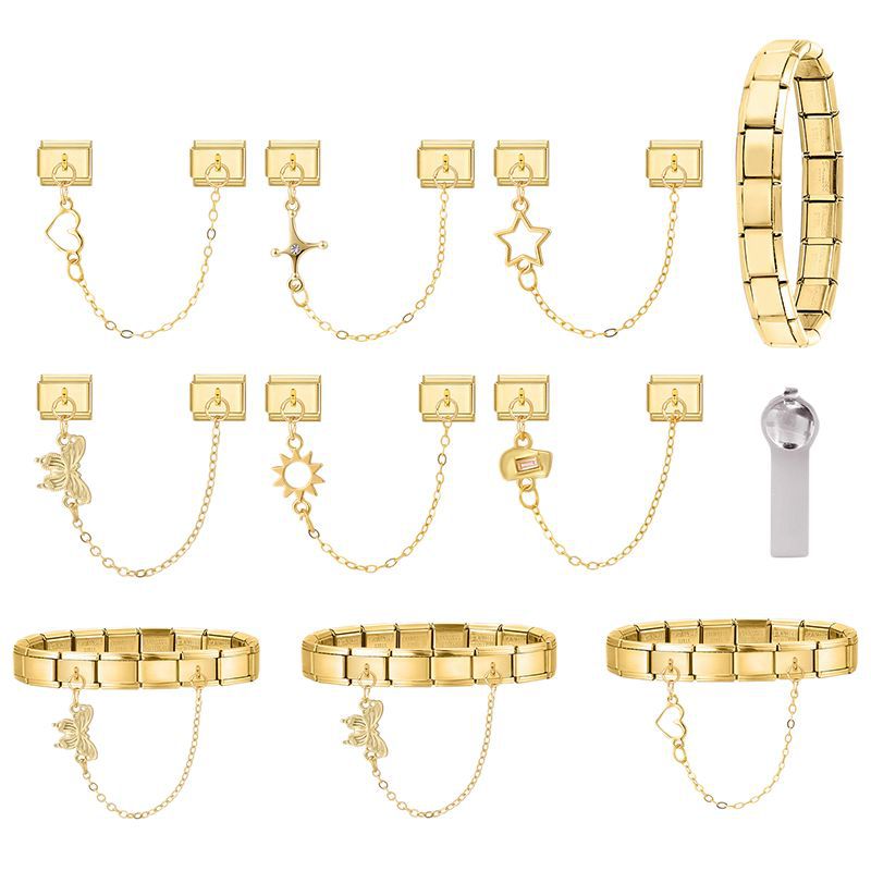 Wholesale Italian Charm Bracelet 9mm DIY Splicing Double Pendant Stainless Steel Composable Bracelet