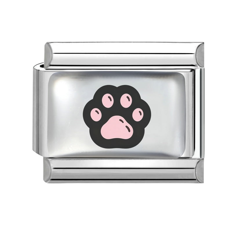 Wholesale Cute Pet Paw Print Charms Stainless Steel For DIY Bracelet Making Fashion Jewelry Accessory Gift