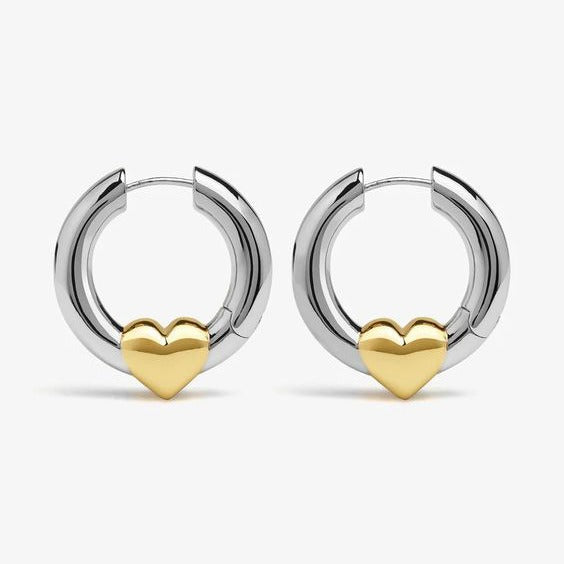 Wholesale Stainless Steel Two-color Gold-plated Silver Color Matching Love Earrings