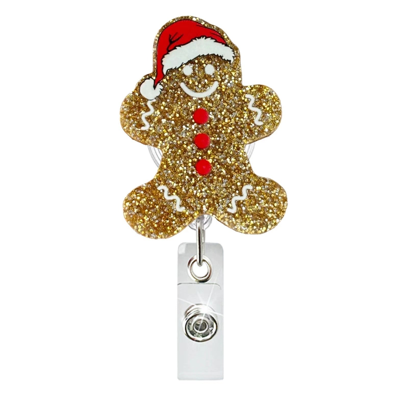 Wholesale Christmas Tree Holiday Glitter Badge Clip Retractable Keychain ACC-KC-LingYu014