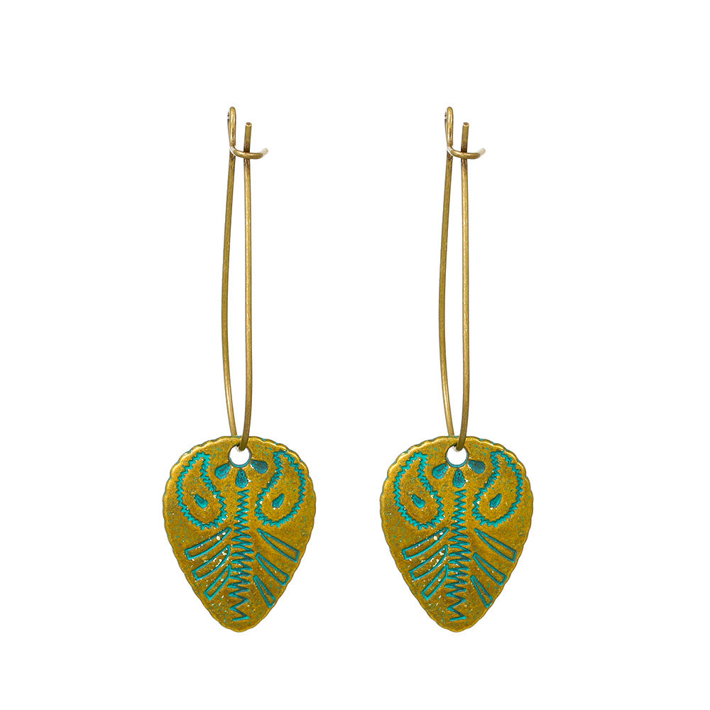 Wholesale Vintage Green Alloy Bohemian Floral Hollow Carved Earrings Fashion Accessory Gift