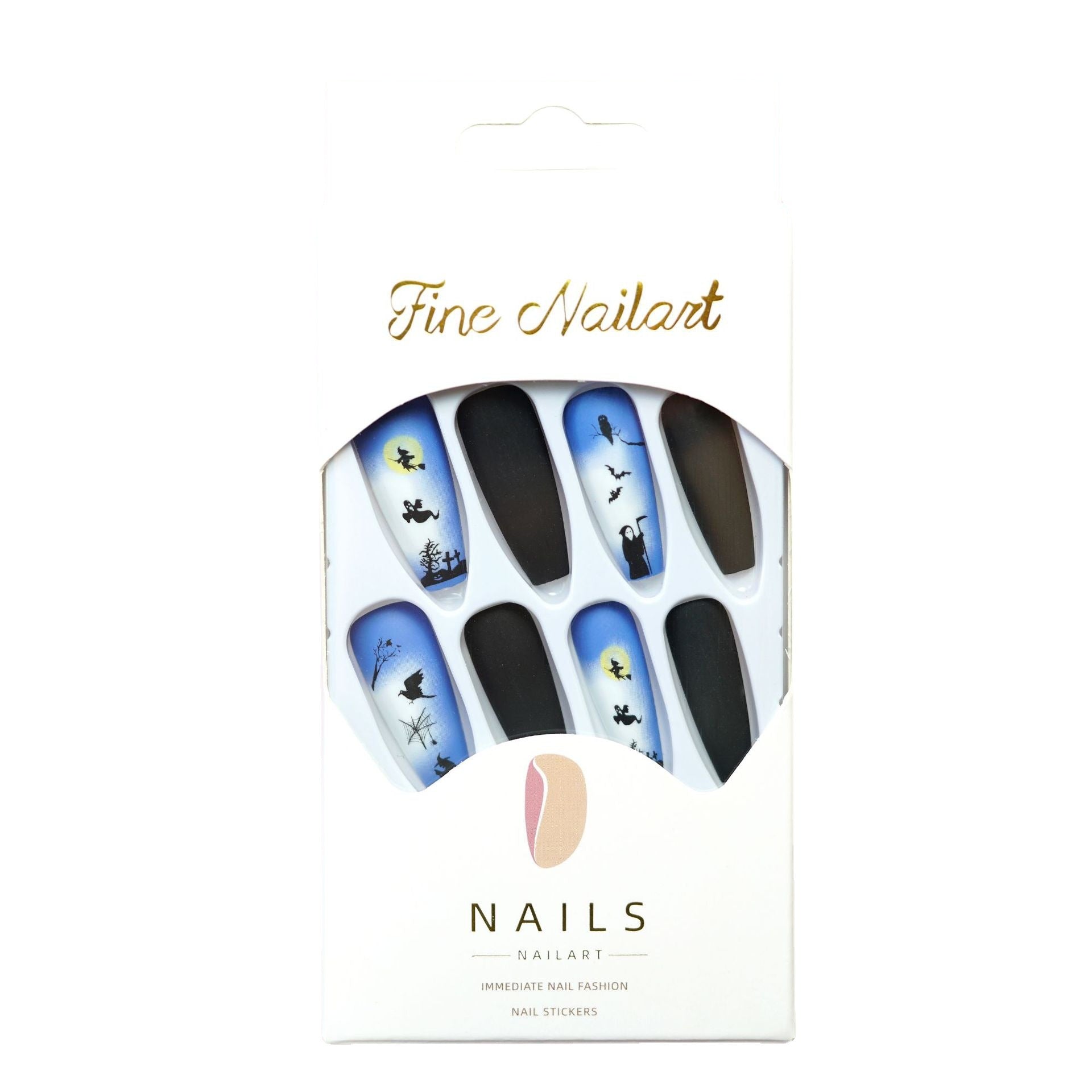 Wholesale 24 Pieces/ box  Black Nails Kits Nail Stickers