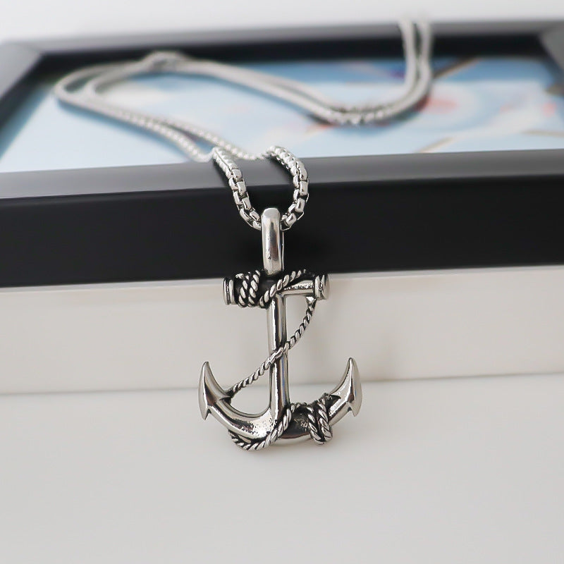 Wholesale personalized men' s alloy anchor shape necklaces