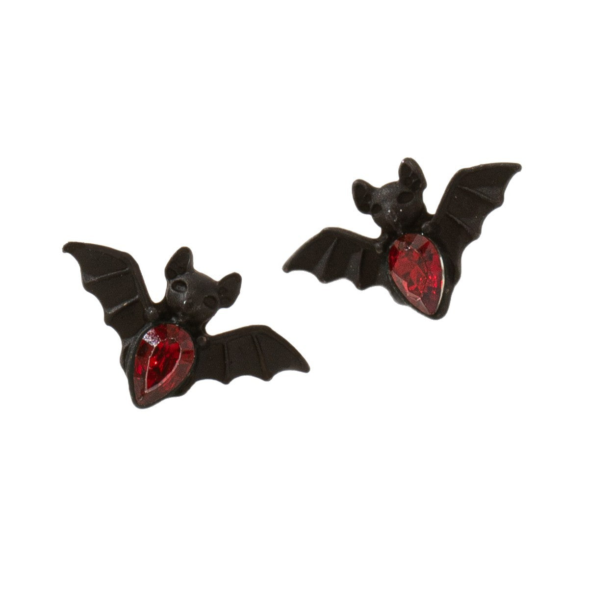 Wholesale Bat Design Matte Black Earrings Red Drop Silver Plated Jewelry Accessory for  Everyday