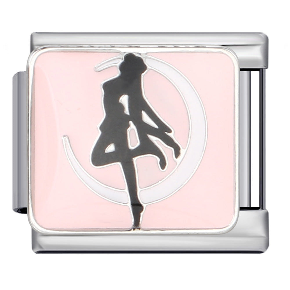 Wholesale Italian Charm Bracelet 9mm DIY Splicing Removable Color English Stainless Steel Composable Bracelet