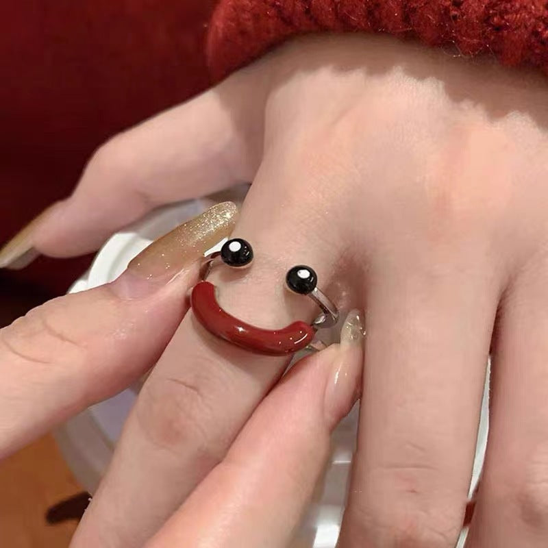 Wholesale Ugly Cute Funny  Oil Dropping Smiley Face Ring