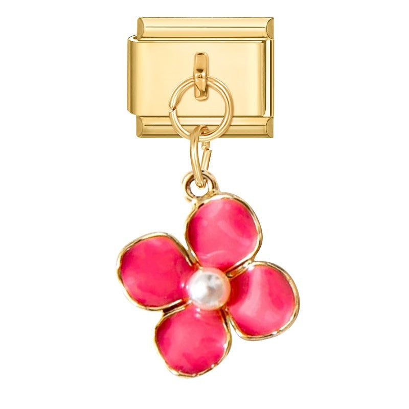 Wholesale  Italian Charm Bracelet 9mm DIY Flower Pendant Creative Stainless Steel Composable Bracelet