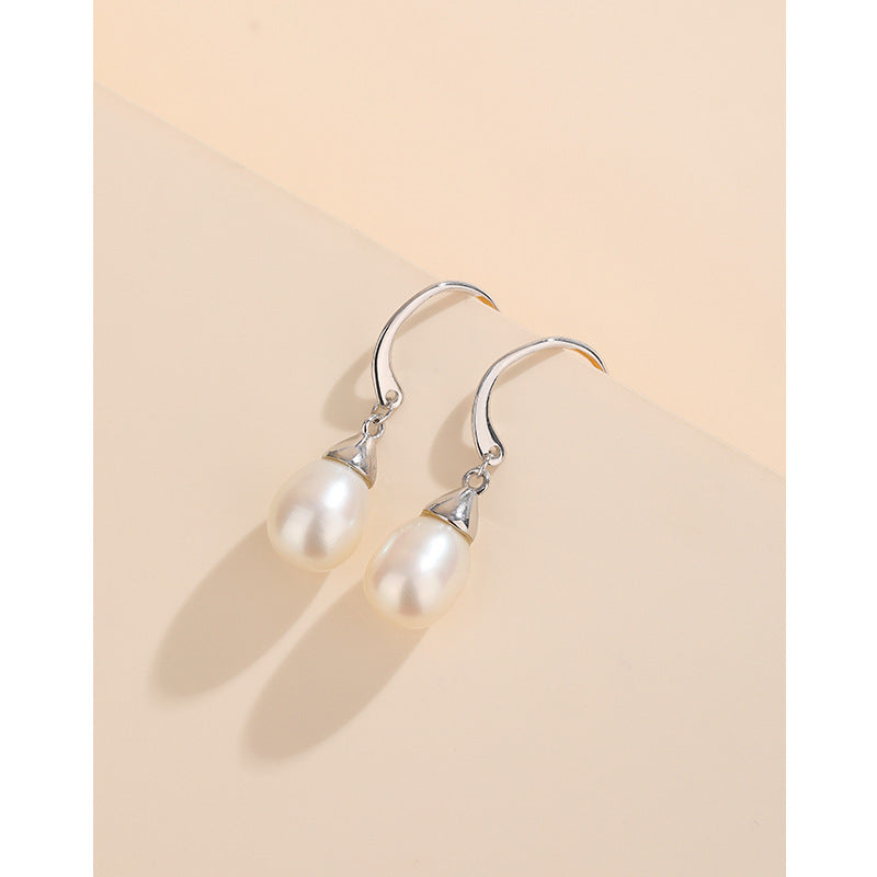 Wholesale S925 Sterling Silver Pearl Ear Hook  Vintage Earrings