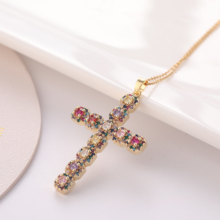 Wholesale Zircon Cross Pendant Necklaces Zircon Clavicle Chain ACC-NE-SY009