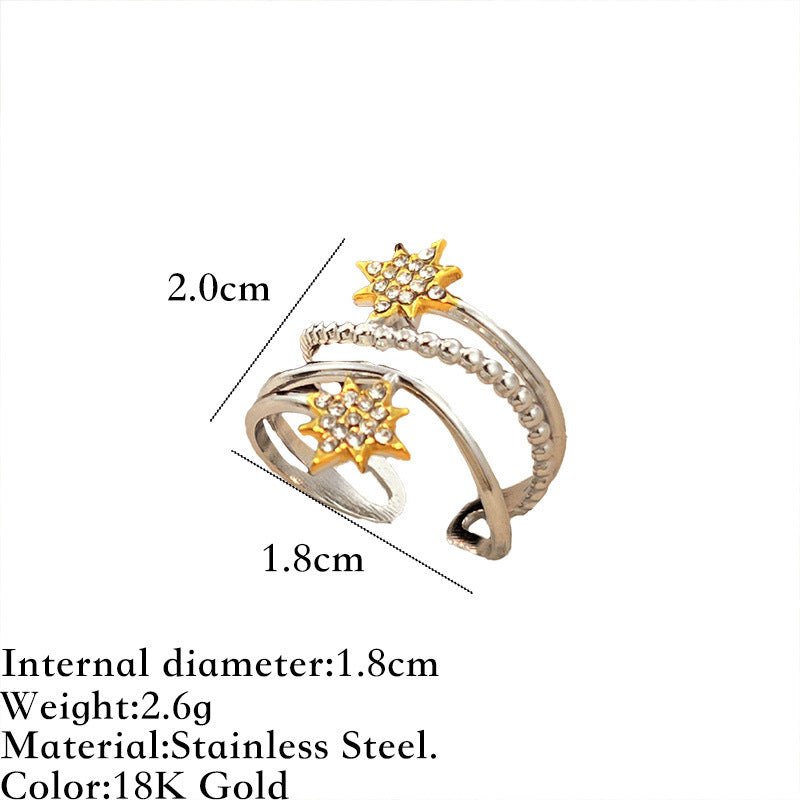 Wholesale Titanium Steel Ring for Women Non-Fading  Hammered Texture Metal Style Wide Stainless Steel Open Ring