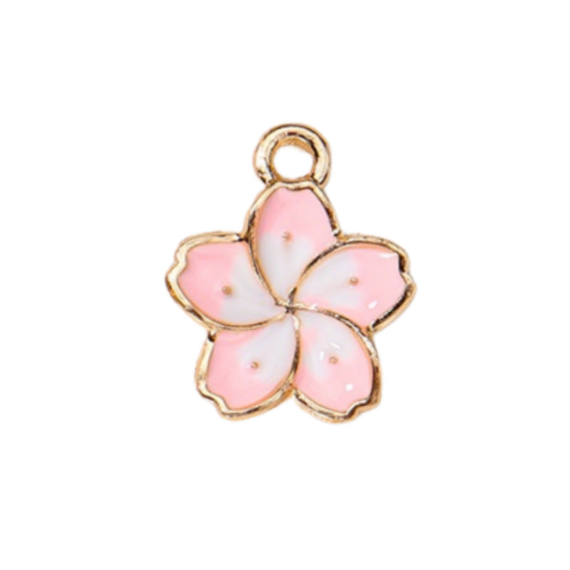 Wholesale 10pcs/ pack 13mm Colorfulful Plumeria Oil Dripping Alloy Cherry Blossom Flower Pendant Pendant DIY Bracelet Necklace Earrings Accessories